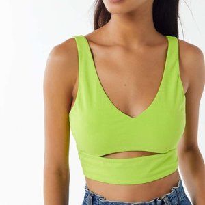 UO Neon Green Carly Cutout Cropped Tank